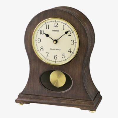 Seiko Gold Pendulum Dark Wooden Mantel Clock QXQ037B