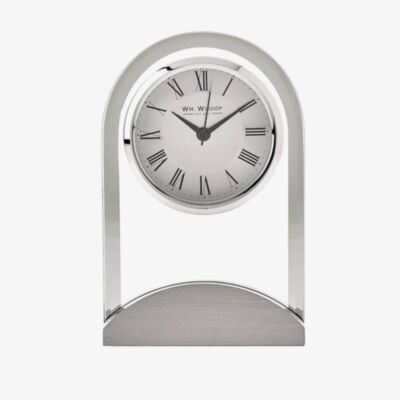 WM Widdop Glass Panel Aluminium Base Mantel Clock W2911