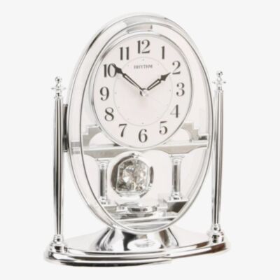 T H Baker Silver Rythm Mantel Clock with Pendulum CRP609WR19