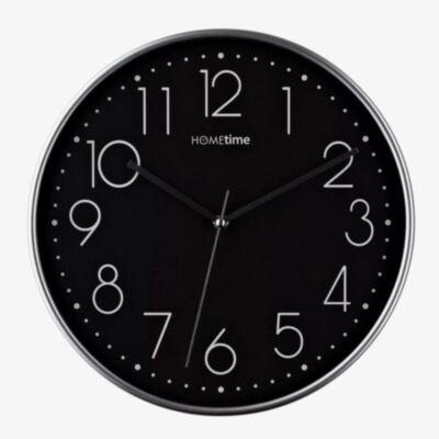 Hometime Round Black 12 Inch Wall Clock W8033