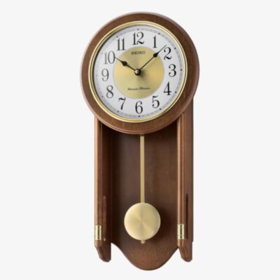 Seiko Gold Swinging Pendulum Wooden Wall Clock QXH073B