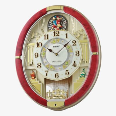 Seiko Melodies In Motion Red Oval Wall Clock QXM612R