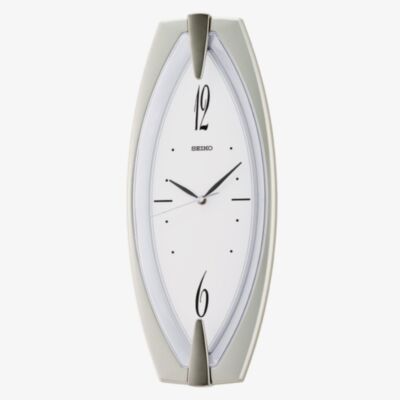 Seiko Retro Silver White Oval Wall Clock QXA342D