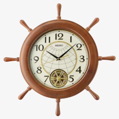 Seiko Wooden Maritime Style Rotating Pendulum Wall Clock QXC242B