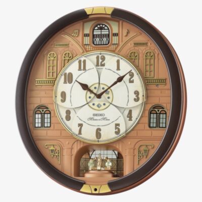 Seiko Melodies In Motion Brown Oval Wall Clock QXM601B