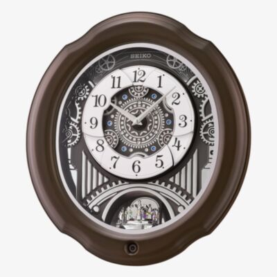 Seiko Wooden Melodies In Motion Skeleton Dial Wall Clock QXM609N