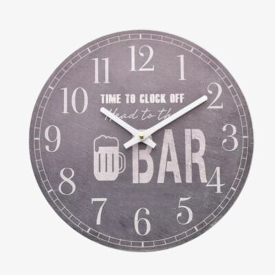 Hometime Time To Clock Off Head To The Bar Wall Clock W802203 (Assorted 1)