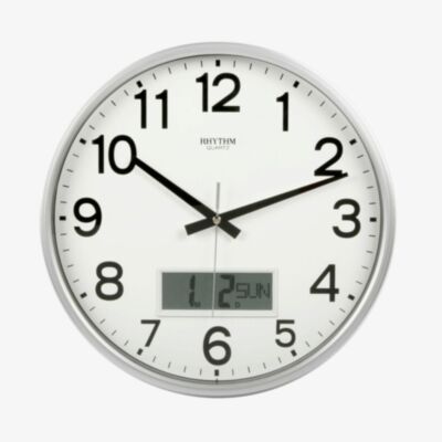 Rhythm Silver Date Display Clock CFG706NR19