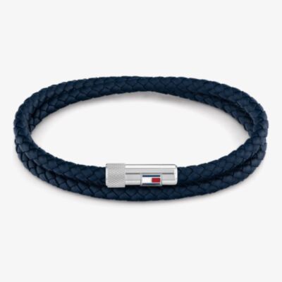 Tommy Hilfiger Double Wrap Blue Leather Bracelet 2790264S