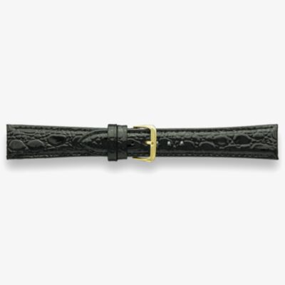 Darlena Stourbridge Black Crocodile Leather Gold Buckle Watch Strap 0902
