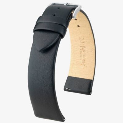 HIRSCH TORONTO Medium Fine-Grained Black Leather Watch Strap 037 02 1 50-1
