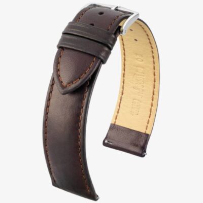HIRSCH Merino Long Brown Leather Watch Strap 01206010-2