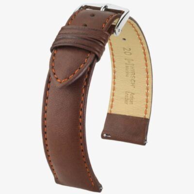 HIRSCH Merino Long Golden Brown Leather Watch Strap 01206070-2