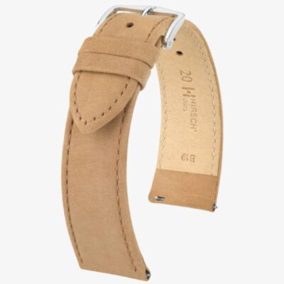 HIRSCH Osiris Long Beige Leather Watch Strap 03433090-2