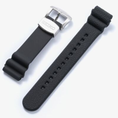 Seiko Black Sub-Aqua Accordion Silicone 22mm Watch Strap R02F011J0