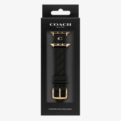 Coach Ladies Black Silicone Quilted Apple Watch Strap 14700317