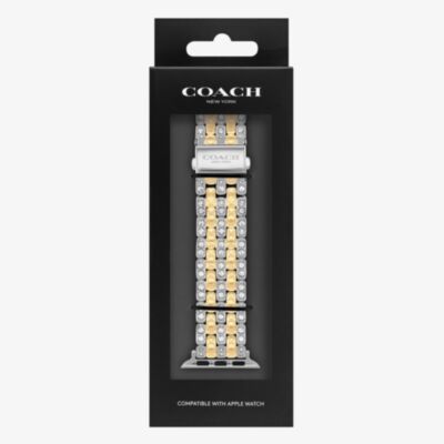 Coach Ladies Two Tone Crystal Set Apple Watch Strap 14700314