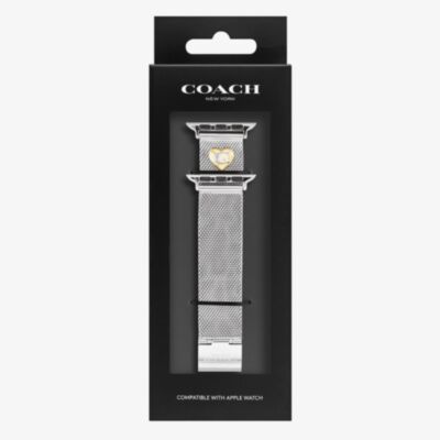 Coach Ladies Silver Mesh Apple Watch Strap 14700239