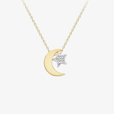 9ct Two-Tone Gold Adjustable Moon and Stars Necklace 2.19.9364