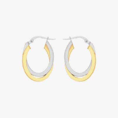 9ct Two-Tone Oval Crossover Creole Earrings 2.53.3929