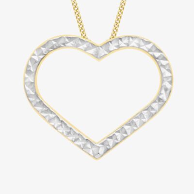9ct Two Colour Gold Diamond Cut Open Heart Pendant 2.68.3049