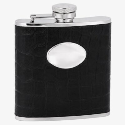 Black Crocodile Engravable 5oz Hip Flask HF-04