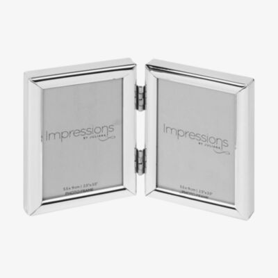 Impressions Shiny Silver Plated Double Hinged Small Photo Frame FS426