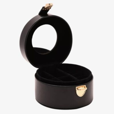Sophia Black Round Leather Jewellery Box SP3341B