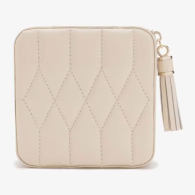 WOLF Caroline Zip Travel Case Ivory Jewellery Box 329953