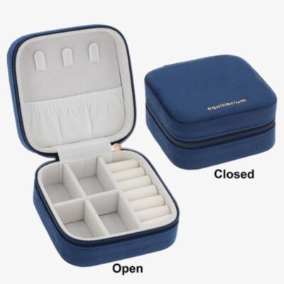 Navy Square Velvet Jewellery Box 359996