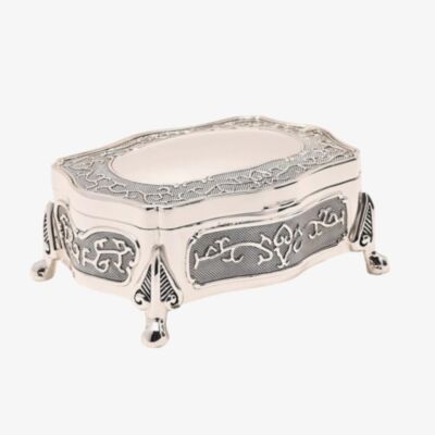 Sophia Silverplated Oblong Patterned Wave Trinket Box JTB102