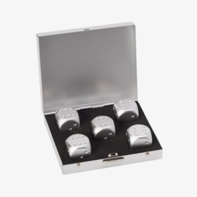 Mad Man Silver Brushed Stainless Steel Dice Set Gift HM2190