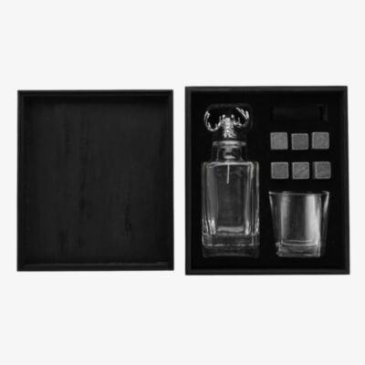 Harvey Makin Whiskey Stag Decanter Glass And Cooling Stones Set Glassware HM2738