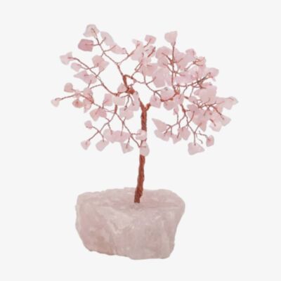 Small Rose Quartz Gemstone Tree Love Ornament SP3321