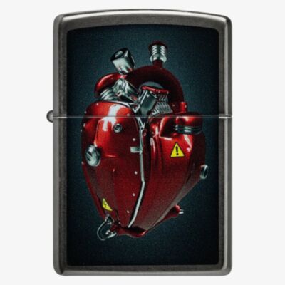 Zippo Grey Heart Engine Design Lighter 46656