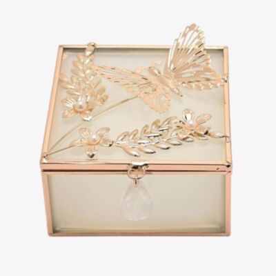 Classic Gold Butterfly Square Trinket Box SP3506STB
