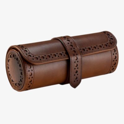 WOLF Brogue Triple Burnished Brown Watch Roll 443306