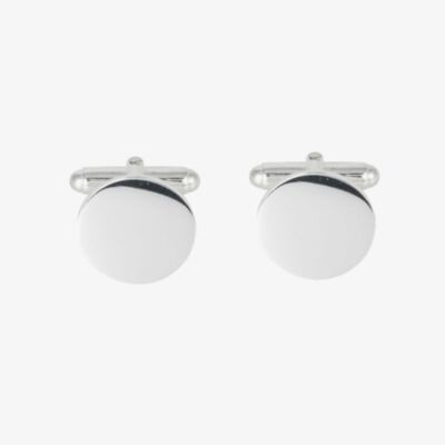 Sterling Silver Round Engraveable Cufflinks 70-1305