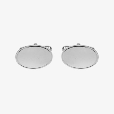 Sterling Silver Lined Edge Oval Engraveable Cufflinks 70-7016