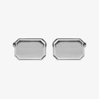 Sterling Silver Cut Corner & Lined Edge Rectangular Engraveable Cufflinks 70-7019