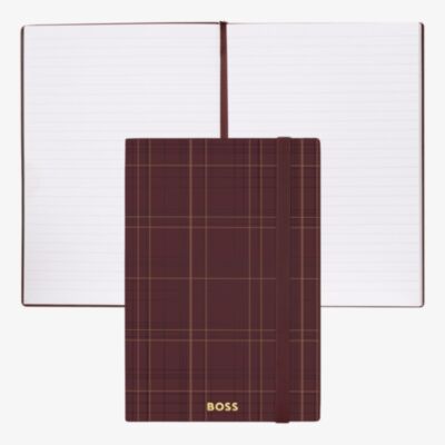 BOSS Checkered Burgundy Lined A5 Notebook HNH624RL