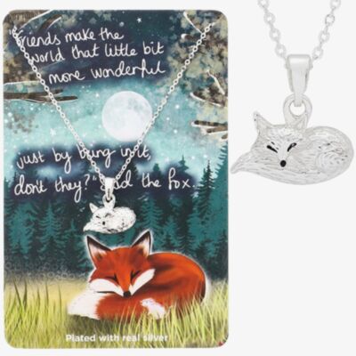 Silver Plated 'The World' Fox Pendant Necklace 364327