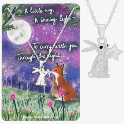 Silver Plated 'A Little Hug' Rabbit Pendant Necklace 364328