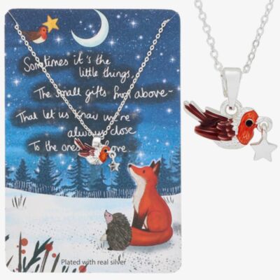 Silver Pendant 'Little Things' Robin Pendant Necklace 364330