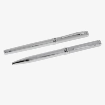 Stratton Two-Tone Silver Rollerball & Fountain Pen Set ST1006