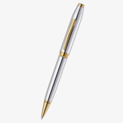 Cross Foundry Polished Chrome & Gold Ballpoint Pen AT0812-3