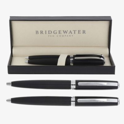 Bridgewater Stirling Matte Black & Chrome Ballpoint Pen & Pencil Set 337452