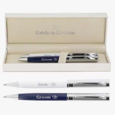 Bridgewater White & Blue Bride & Groom Boxed Occasion Pen 346600