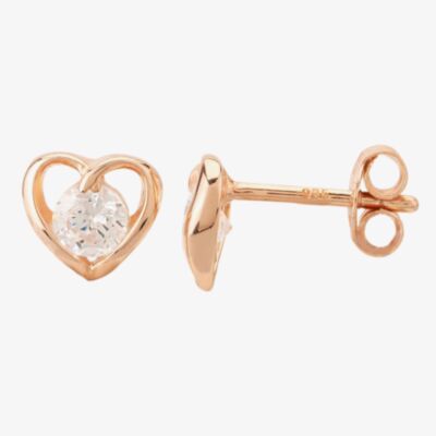 Rose Gold Plated Cubic Zirconia Open Heart Stud Earrings THB001406