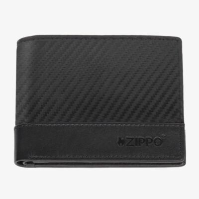 Zippo Carbon Fibre Pattern Black Leather Wallet 2007995
